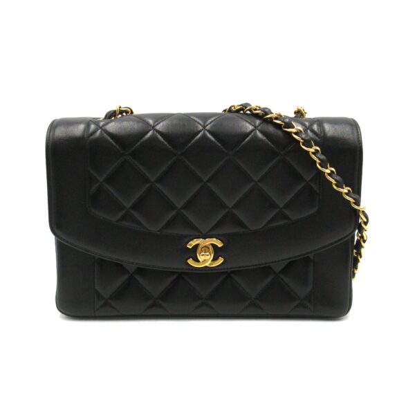 2101217620093 1 CHANEL Diana Flap Matelasse Chain Shoulder Bag Lambskin Black