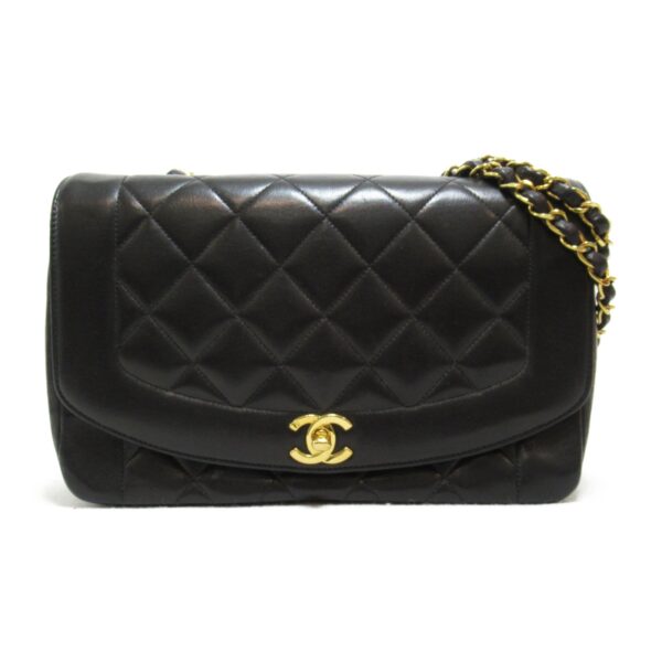 2101217620437 2 CHANEL Diana Flap Matelasse Chain Shoulder Bag Lambskin Black