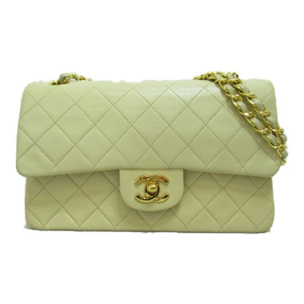 2101217623902 4 CHANEL Matelasse W Flap Chain Shoulder Bag Lambskin Beige