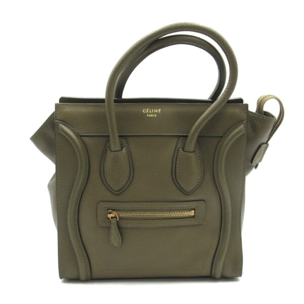 2101217664011 1 Celine Luggage Micro Leather Shopper Tote Bag Khaki