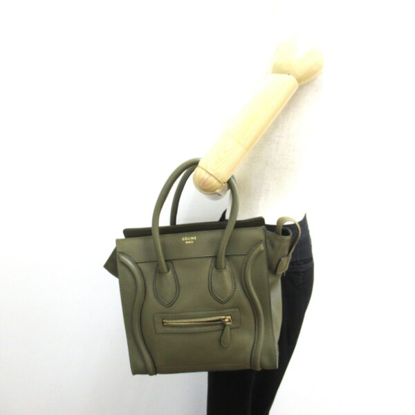 2101217664011 6 Celine Luggage Micro Leather Shopper Tote Bag Khaki