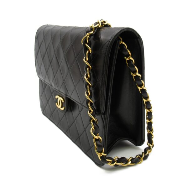 2101217693073 2 CHANEL Matelasse Push Lock Chain Shoulder Bag Lambskin Black