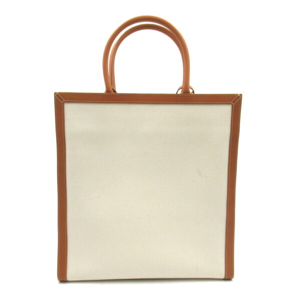 2101217693547 2 Celine Vertical Cover Canvas Leather Tote Bag White Brown