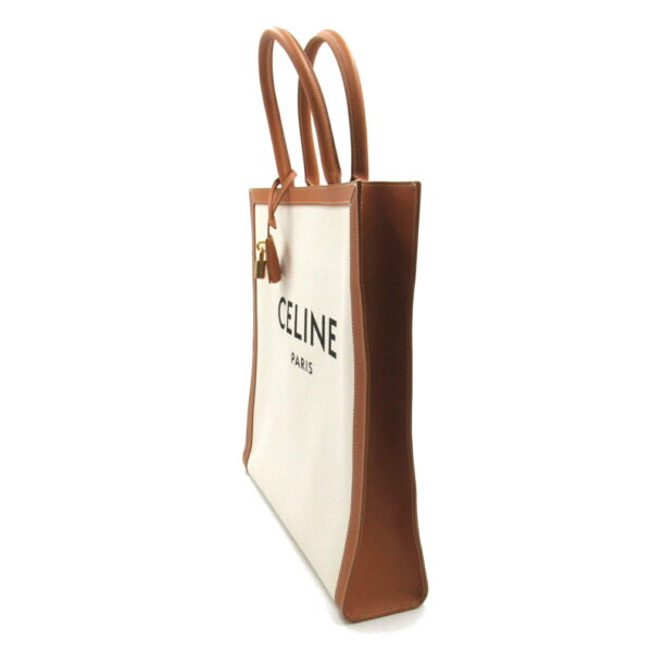 2101217693547 3 Celine Vertical Cover Canvas Leather Tote Bag White Brown