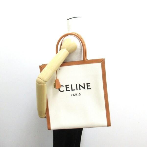 2101217693547 5 Celine Vertical Cover Canvas Leather Tote Bag White Brown