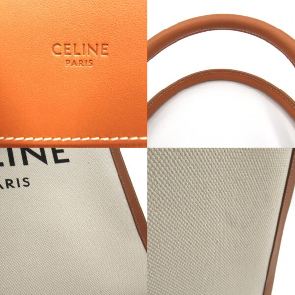 2101217693547 9c Celine Vertical Cover Canvas Leather Tote Bag White Brown