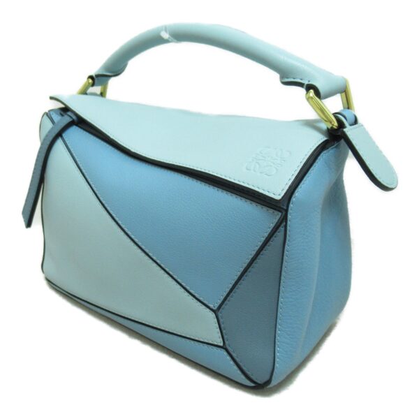 2101217695336 4 Loewe Puzzle Small Calf Leather 2Way Shoulder Bag Blue