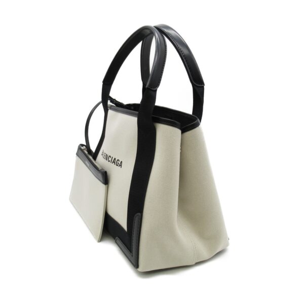 2101217766425 2 Balenciaga Blue Small Cabas Tote Bag Ivory Black