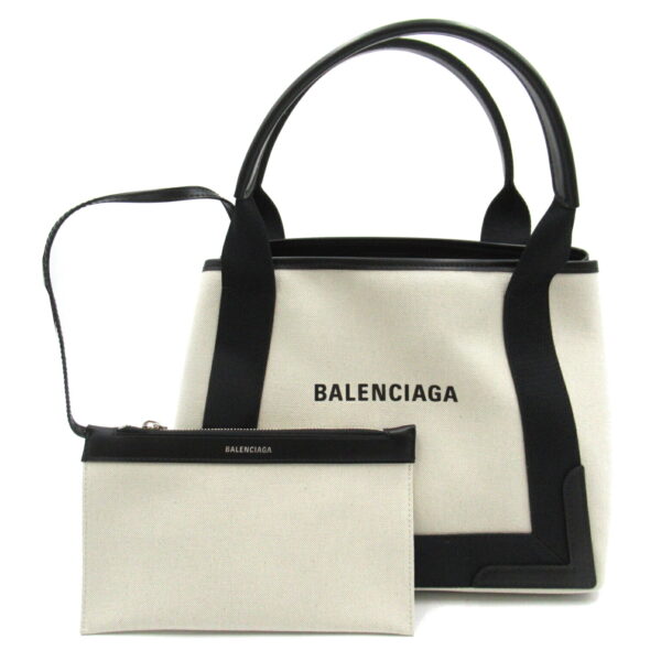 2101217766463 1 Balenciaga Blue Small Cabas Tote Bag Ivory Black