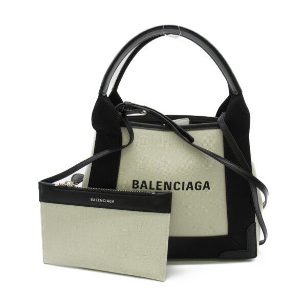 2101217766562 1 Balenciaga Cabas XS 2way Shoulder Bag Ivory Black