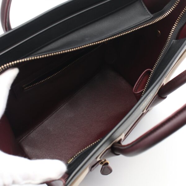 2101217810135 3 Celine Luggage Micro Leather Shopper Tote Bag Bordeaux White Black