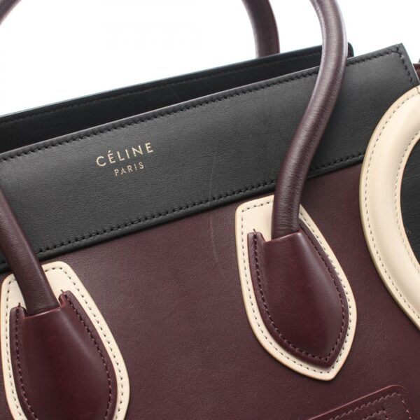 2101217810135 5 Celine Luggage Micro Leather Shopper Tote Bag Bordeaux White Black