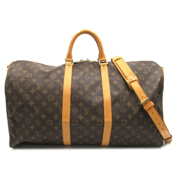 2101217818605 1 LOUIS VUITTON Keepall Bandouliere 55 Bag Monogram Brown