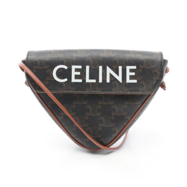 2101217819909 1 Celine Triomphe Triangle Canvas Shoulder Bag Black Brown