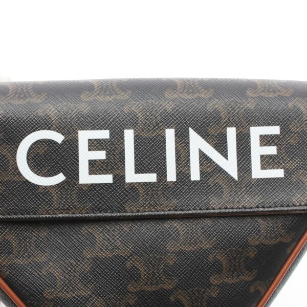 2101217819909 4 Celine Triomphe Triangle Canvas Shoulder Bag Black Brown