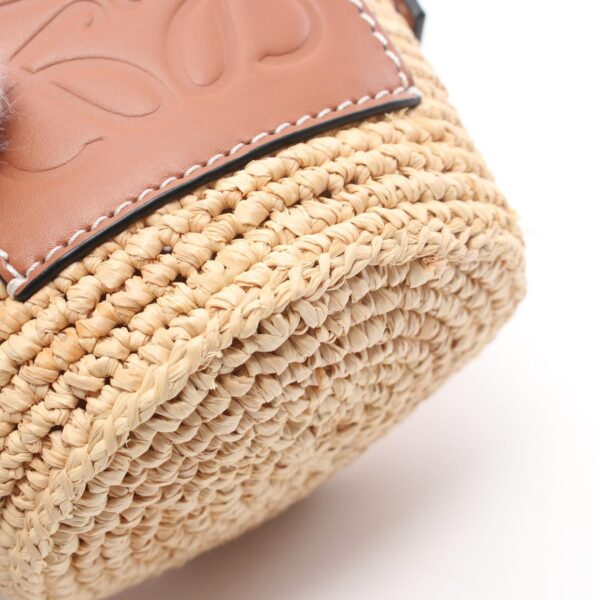 2101217838986 5 Loewe Cylinder Pocket Leather Raffia Shoulder Bag Beige Brown