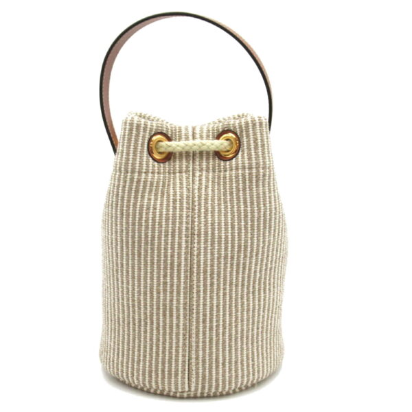 2101217857017 2 Celine Teen Drawstring Striped Canvas Handbag Beige