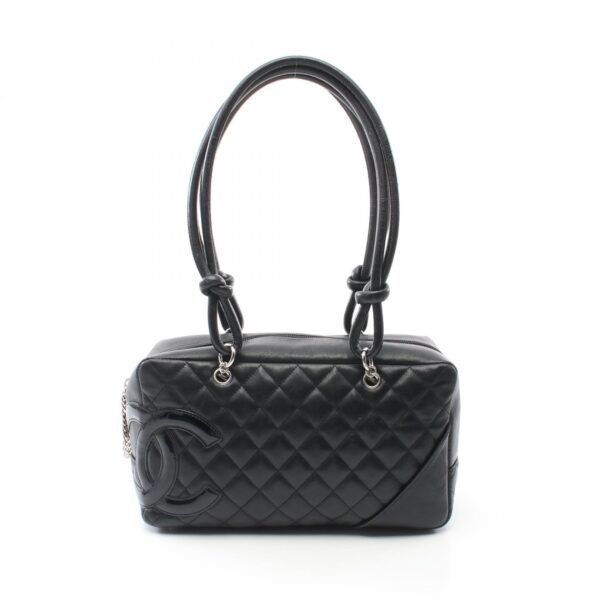 2101217884792 1 CHANEL Cambon Line Bowling Bag Patent Leather Black