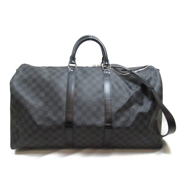 2101217899055 2 Louis Vuitton Keepall Bandouliere 55 Damier Graphite Bag Black