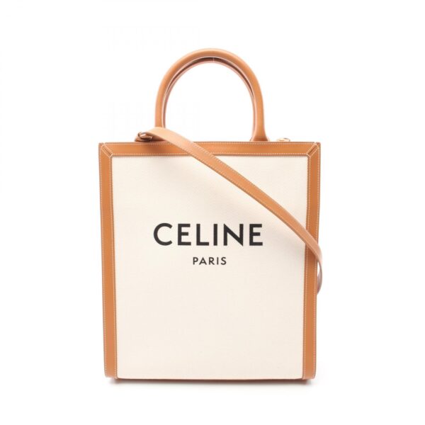 2101217970754 1 Celine Small Vertical Hippo Canvas Leather Tote Bag White