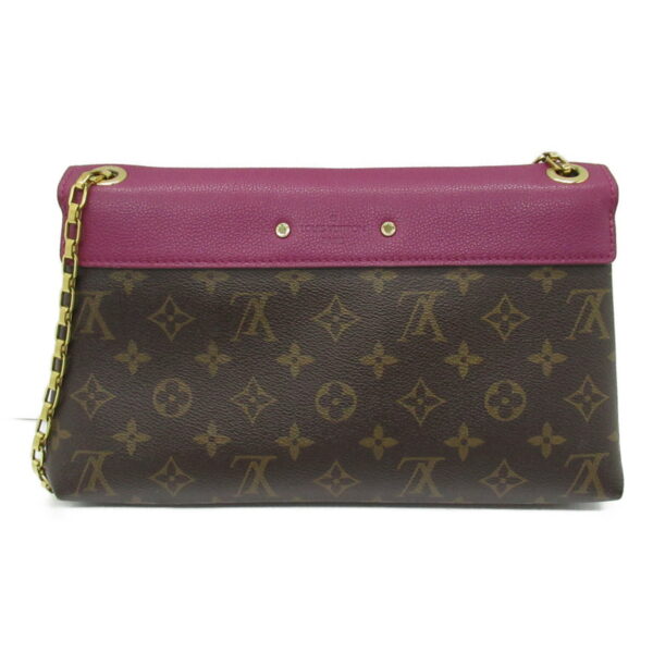 2101217973915 2 Louis Vuitton Pallas Chain Monogram Shoulder Bag Brown Pink