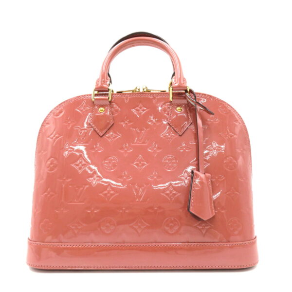 2101217977395 1 Louis Vuitton Alma Vernis Patent Handbag Pink