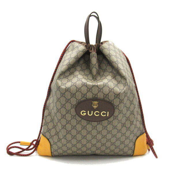 2101217981460 1 Gucci Drawstring Gg Supreme Rucksack Beige