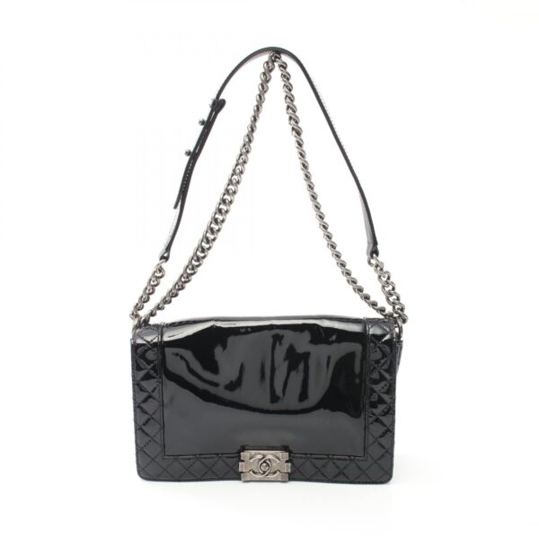 2101217990707 1 CHANEL Boy Chanel Shoulder Bag Patent Leather Black