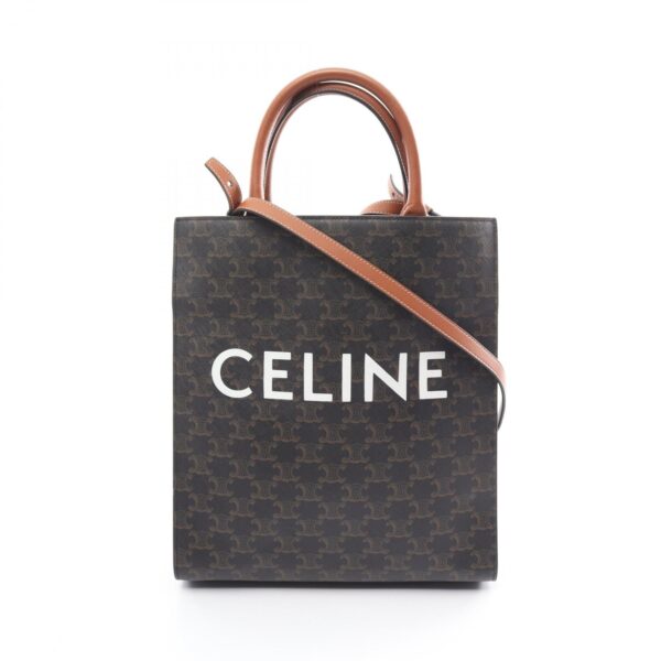 2101218014419 1 Celine Small Vertical Hippo Triomphe Canvas Tote Bag Black Brown