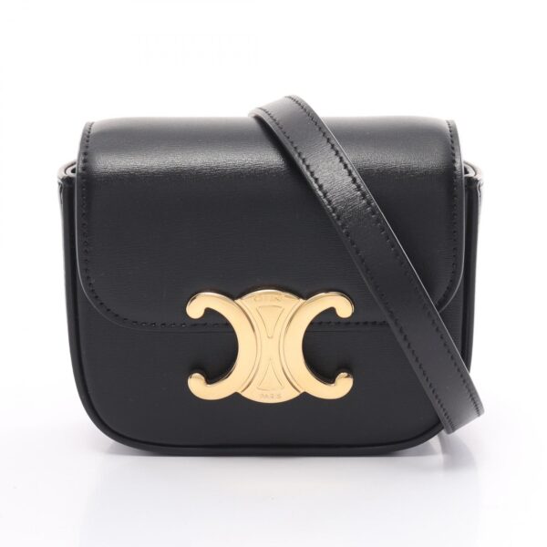 2101218040784 1 Celine Mini Claude Leather Off Shoulder Bag Black