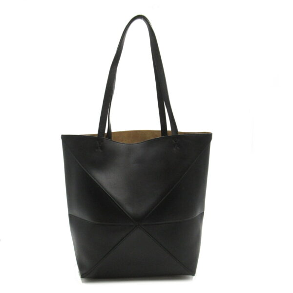 2101218068375 2 Loewe Puzzle Fold Leather Tote Bag Black