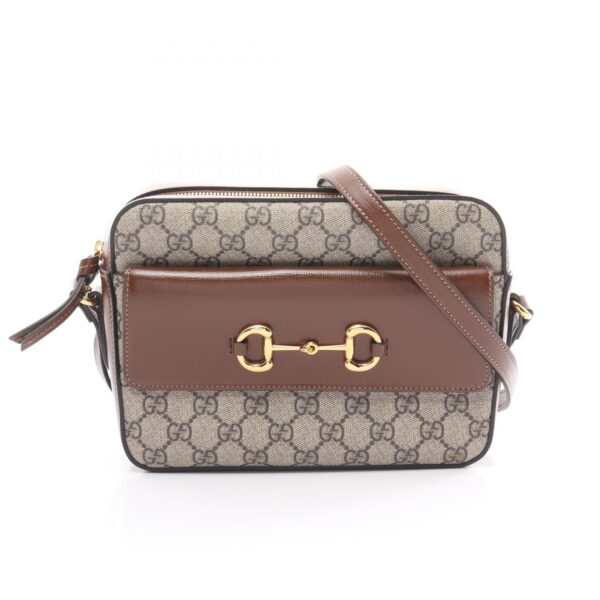 2101218068467 1 Gucci Horsebit 1955 Small GG Supreme Shoulder Bag Beige Brown