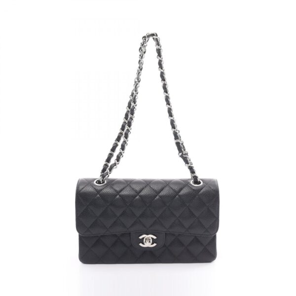 2101218079807 1 CHANEL Matelasse Double Flap Shoulder Bag Caviar Skin Black