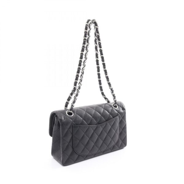 2101218079807 2 CHANEL Matelasse Double Flap Shoulder Bag Caviar Skin Black