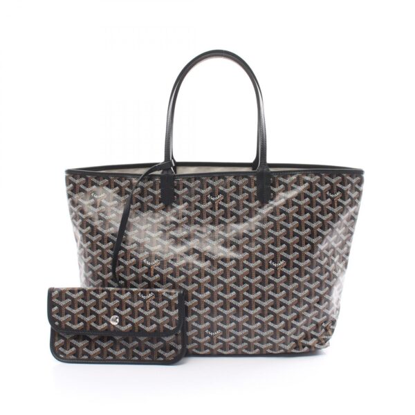 2101218085518 1 Goyard Saint Louis Pm Canvas Leather Tote Bag Black White Brown