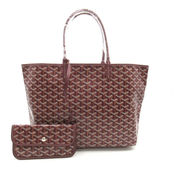 2101218086447 1 Goyard Saint Louis Pm Canvas Leather Tote Bag Bordeaux