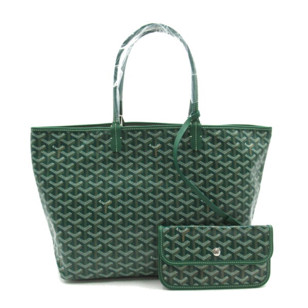 2101218086812 1 Goyard Saint Louis Pm Canvas Leather Tote Bag Green