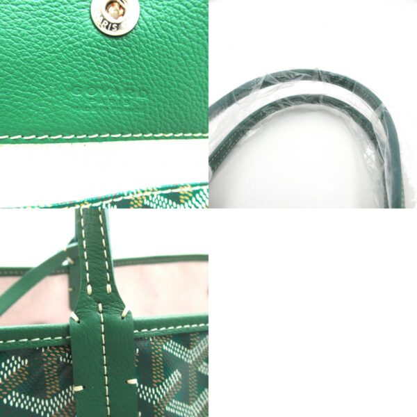 2101218086812 10c Goyard Saint Louis Pm Canvas Leather Tote Bag Green