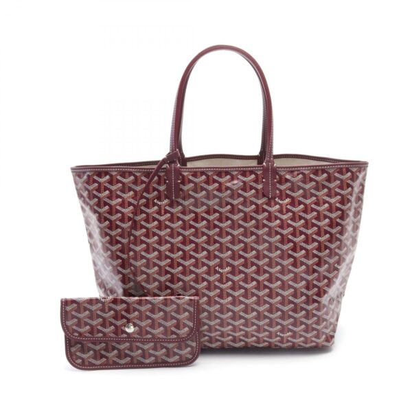 2101218086836 1 Goyard Saint Louis Pm Canvas Leather Tote Bag Bordeaux Brown White