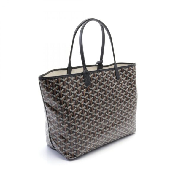 2101218086867 2 Goyard Saint Louis Pm Canvas Leather Tote Bag Black Brown White