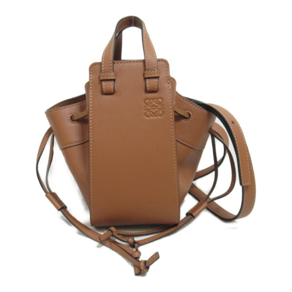 2101218092189 2 Loewe Hammock Mini Calf Leather Drawstring Bag Brown