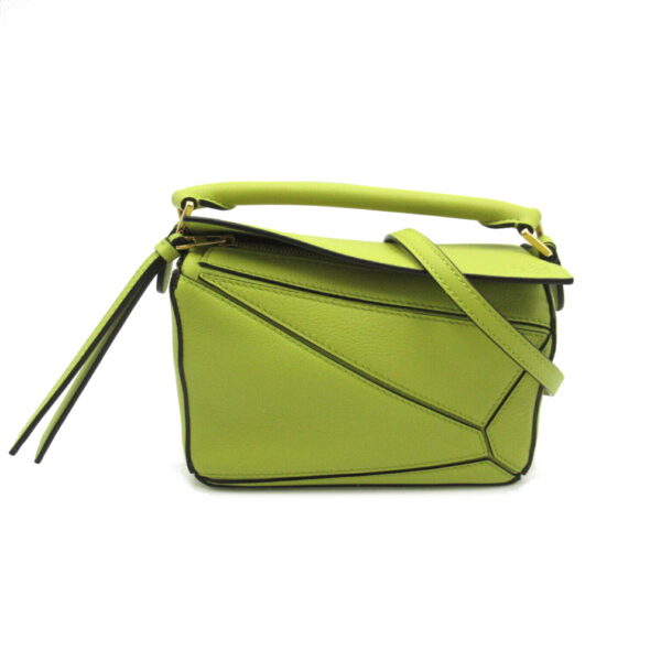 2101218092233 1 Loewe Puzzle Mini Leather 2Way Shoulder Bag Green Lime Yellow