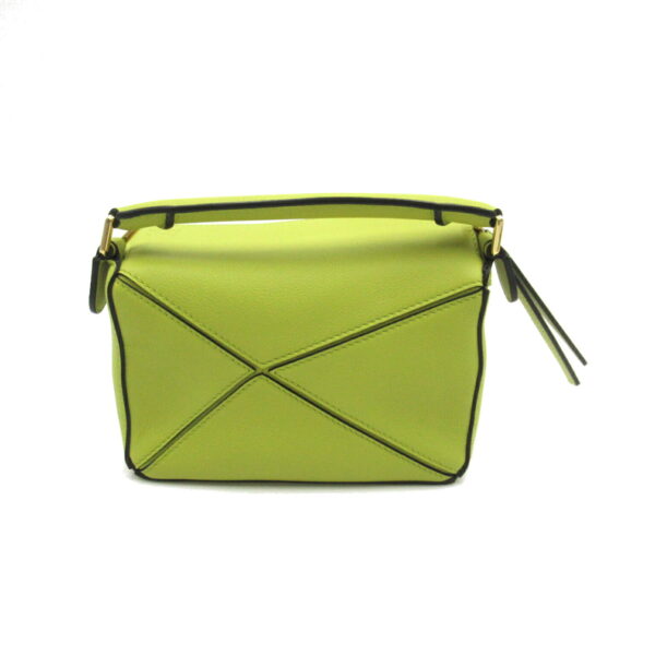 2101218092233 2 Loewe Puzzle Mini Leather 2Way Shoulder Bag Green Lime Yellow