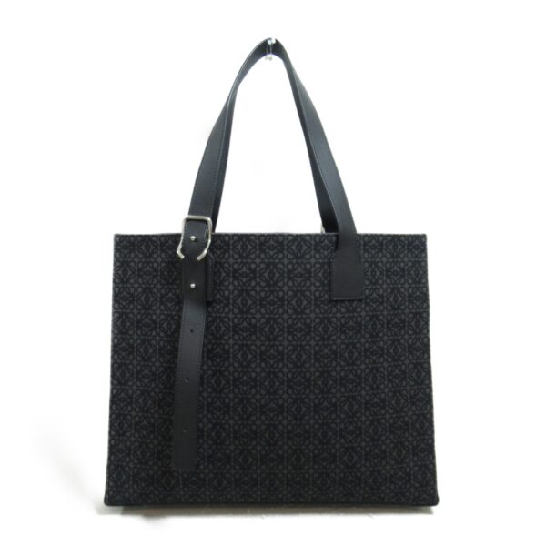 2101218094275 3 Loewe Buckle Horizontal Calf Jacquard Tote Bag Black Anthracite