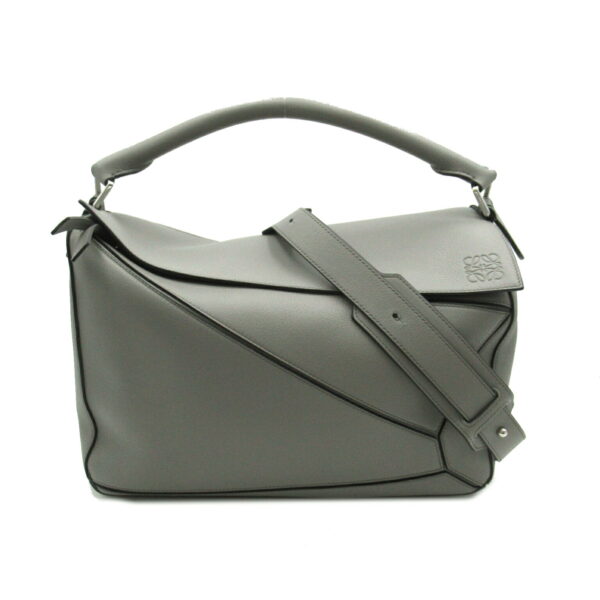 2101218094282 1 Loewe Puzzle Large Leather 2Way Shoulder Bag Gray