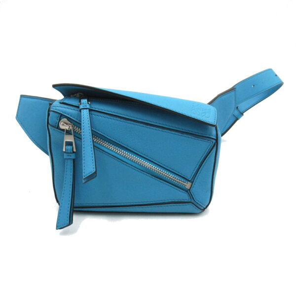 2101218094350 1 Loewe Puzzle Bum Mini Leather Waist Bag Cyan Blue