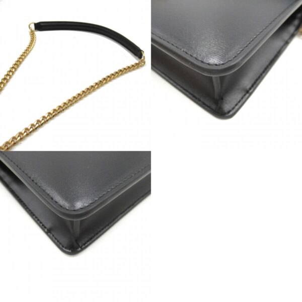 2101218100167 10c Celine Triomphe Chain Leather Shoulder Bag Black