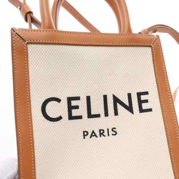 2101218143027 4 Celine Mini Vertical Cover Canvas Leather Handbag White Brown