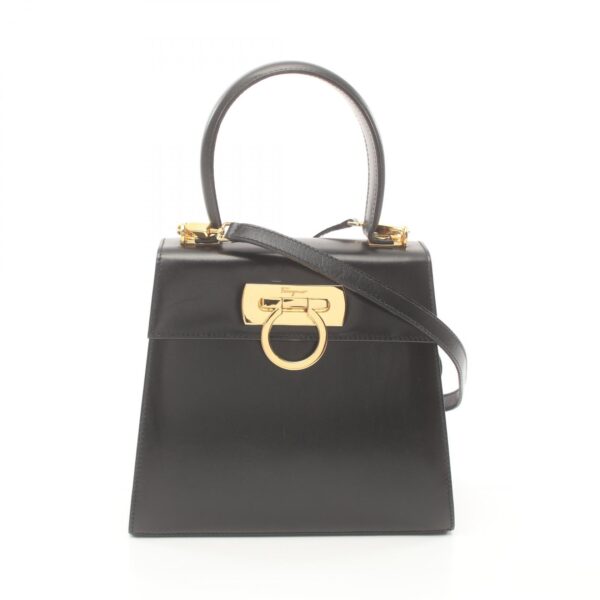 2101218146752 1 Salvatore Ferragamo Gancini Leather Handbag Black