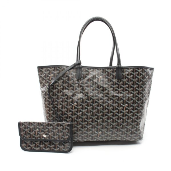 2101218155136 1 Goyard Saint Louis Pm Canvas Leather Tote Bag Black White Brown